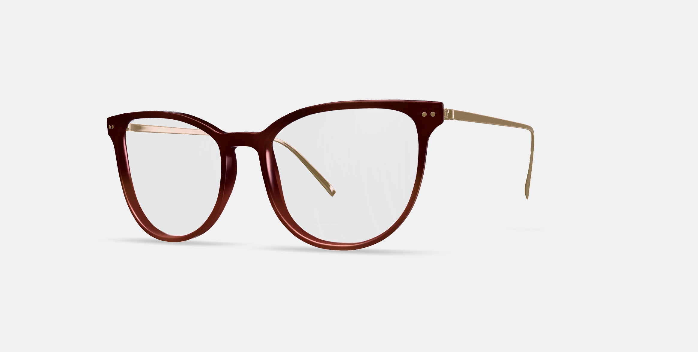 Maren Eyeglasses in Mulberry Tortoise Fade with Polished Gold 3D model_14
