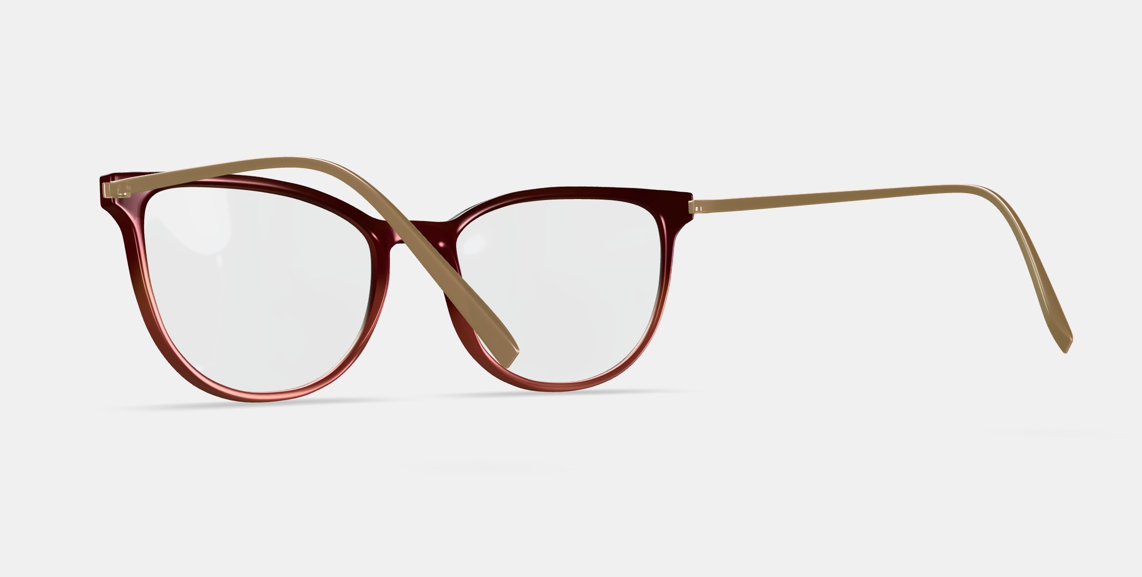 Maren Eyeglasses in Mulberry Tortoise Fade with Polished Gold 3D model_4