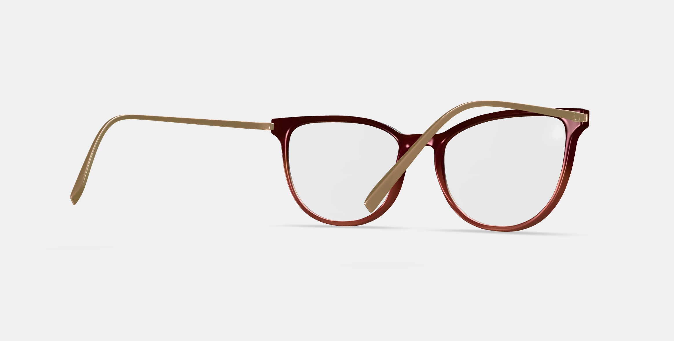 Maren Eyeglasses in Mulberry Tortoise Fade with Polished Gold 3D model_7