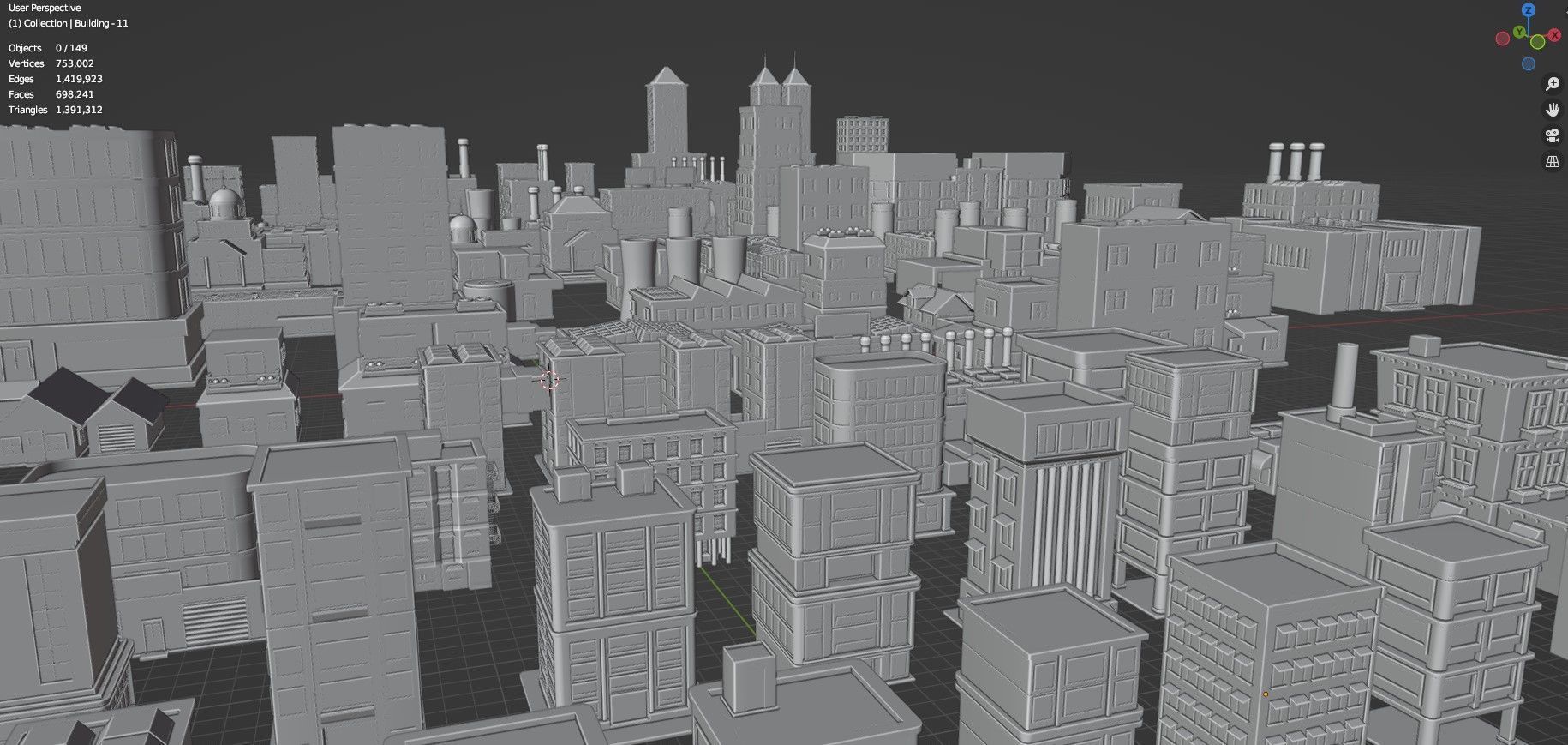 Low Poly City Buildings Pack Of 150 - Game Ready - Untextured  Low-poly 3D model_108