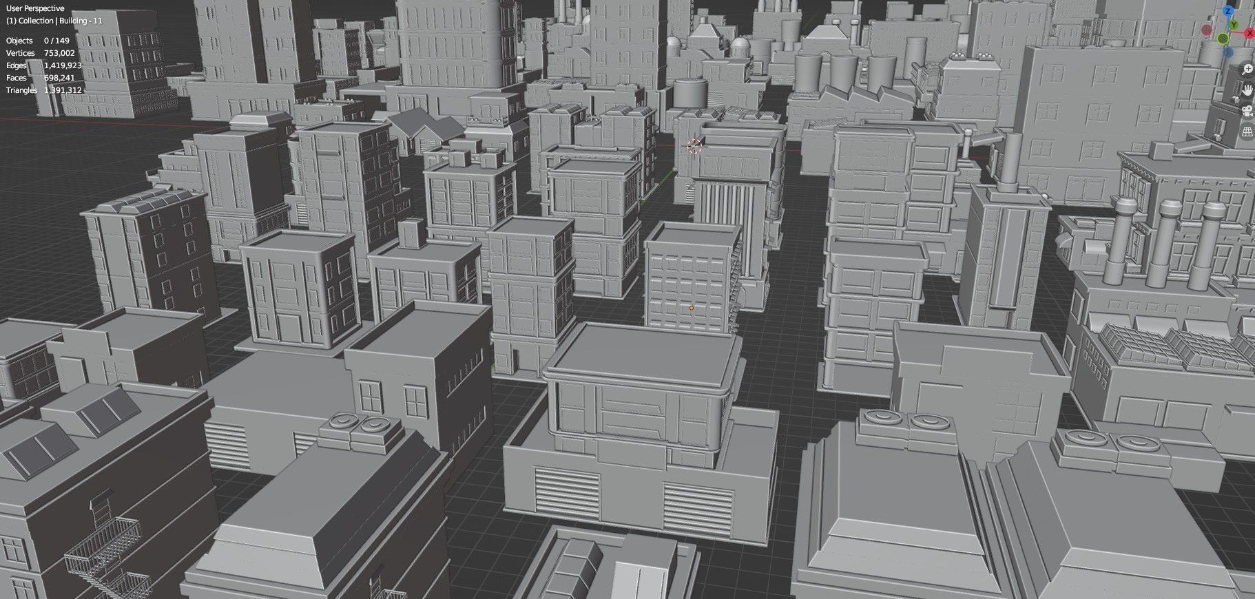 Low Poly City Buildings Pack Of 150 - Game Ready - Untextured  Low-poly 3D model_56