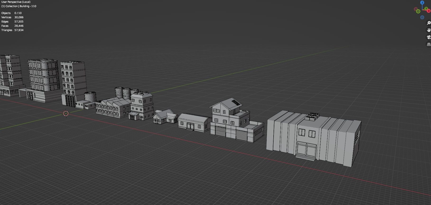 Low Poly City Buildings Pack Of 150 - Game Ready - Untextured  Low-poly 3D model_68