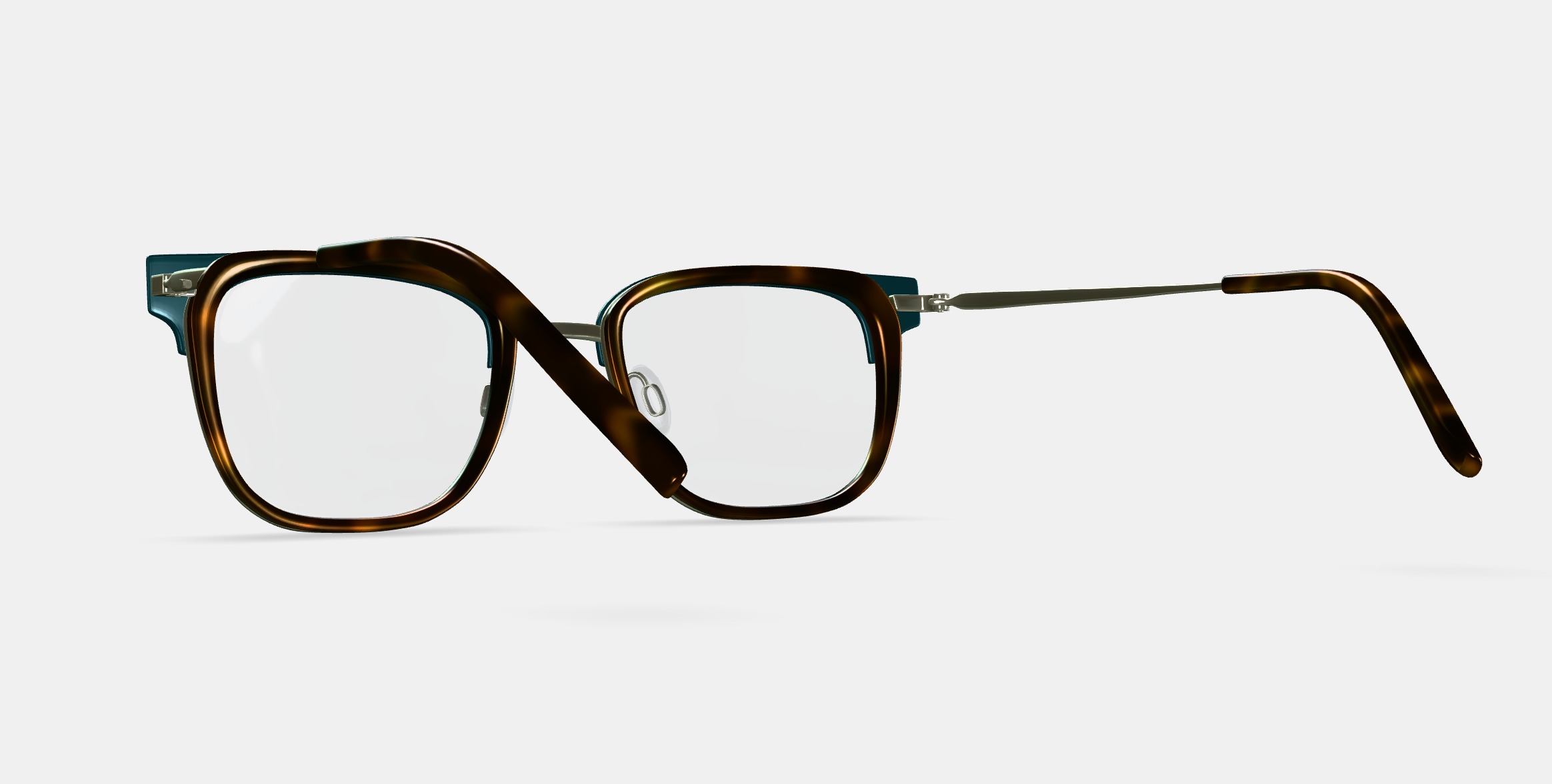Tiago Eyeglasses in Layered Fiddle Leaf with Riesling 3D model_2
