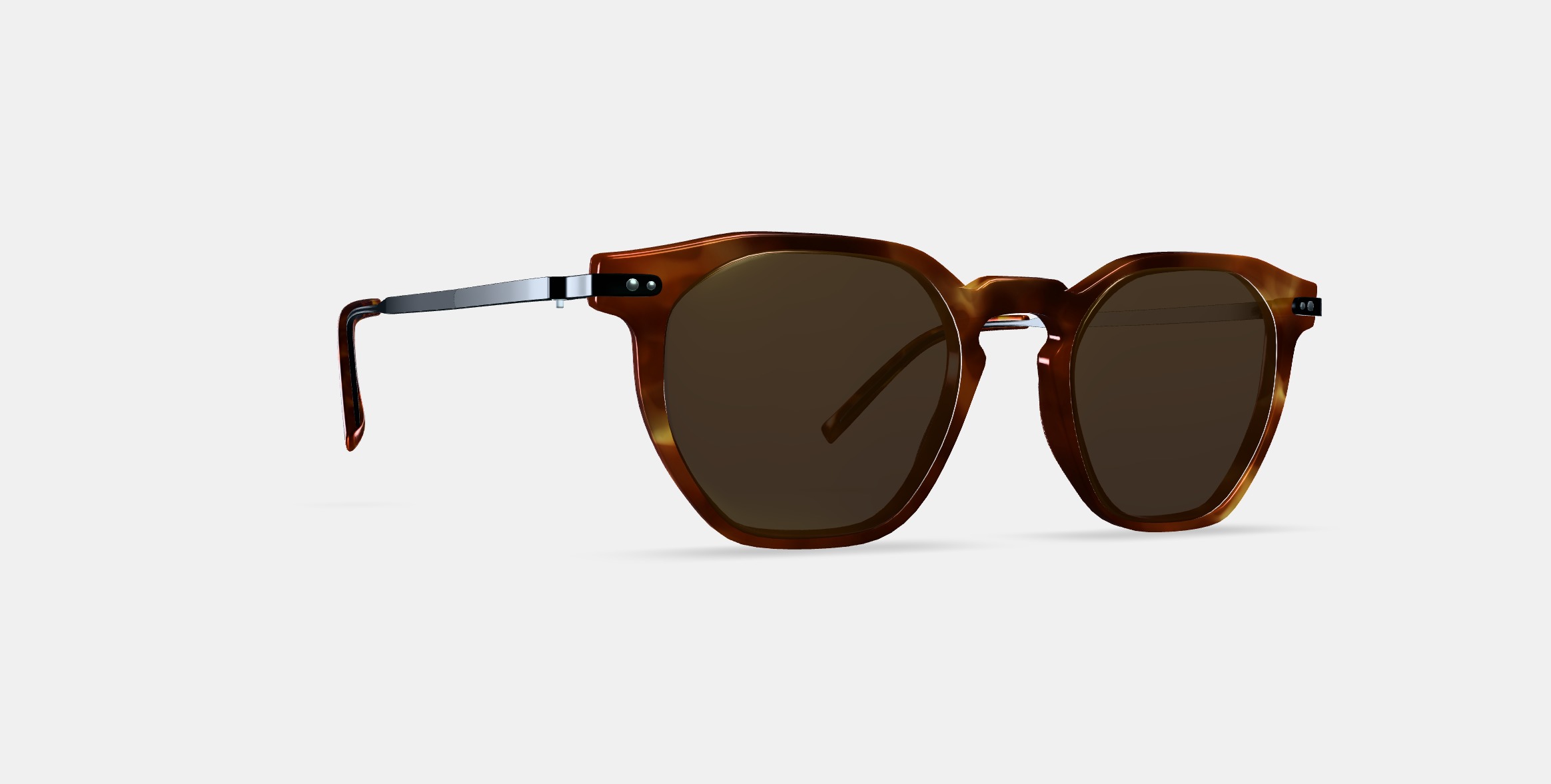 Rustin Sunglasses in Root Beer with Brushed Ink 3D model_9