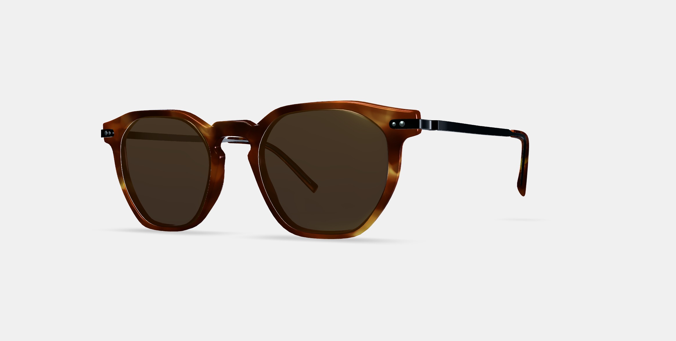 Rustin Sunglasses in Root Beer with Brushed Ink 3D model_13