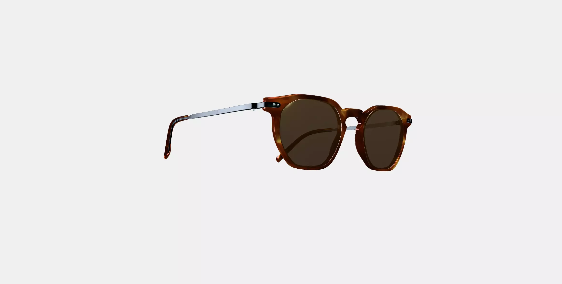 Rustin Sunglasses in Root Beer with Brushed Ink 3D model_0