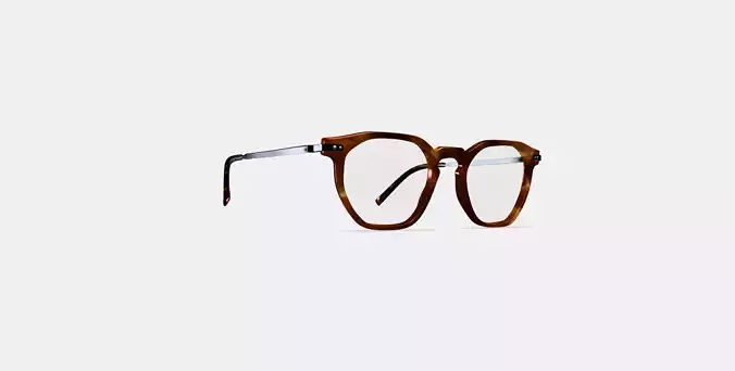 Rustin Eyeglasses in Root Beer with Brushed Ink