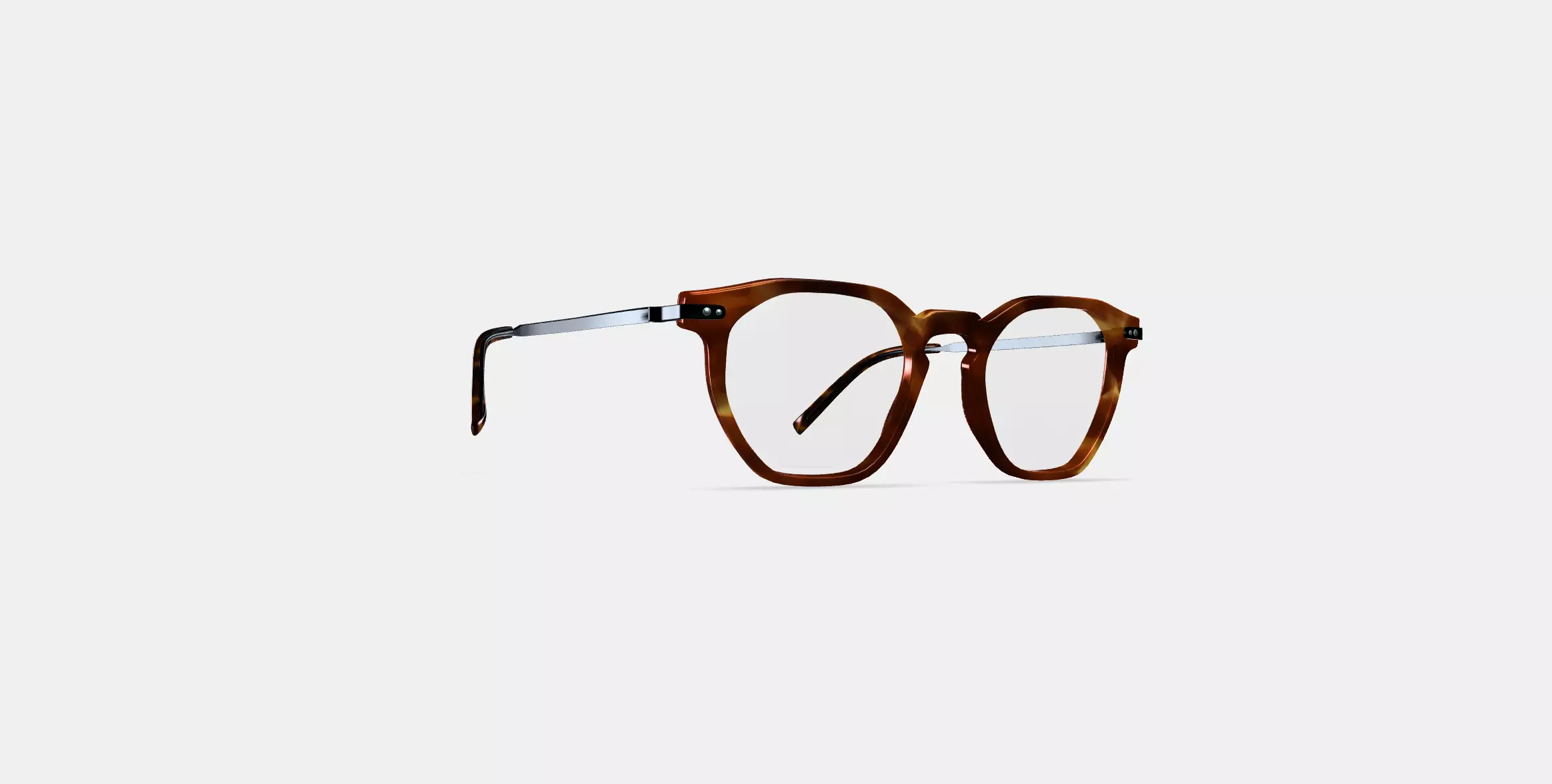 Rustin Eyeglasses in Root Beer with Brushed Ink 3D model