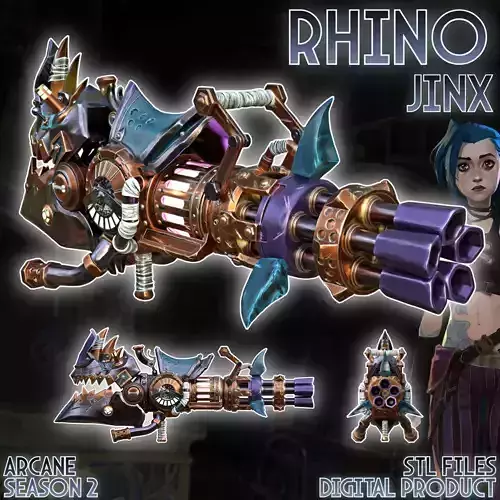 Jinx Rhino Launcher Arcane League Of Legends 3D print model Jinx Rhino Launcher Arcane League Of Legends 3D print model