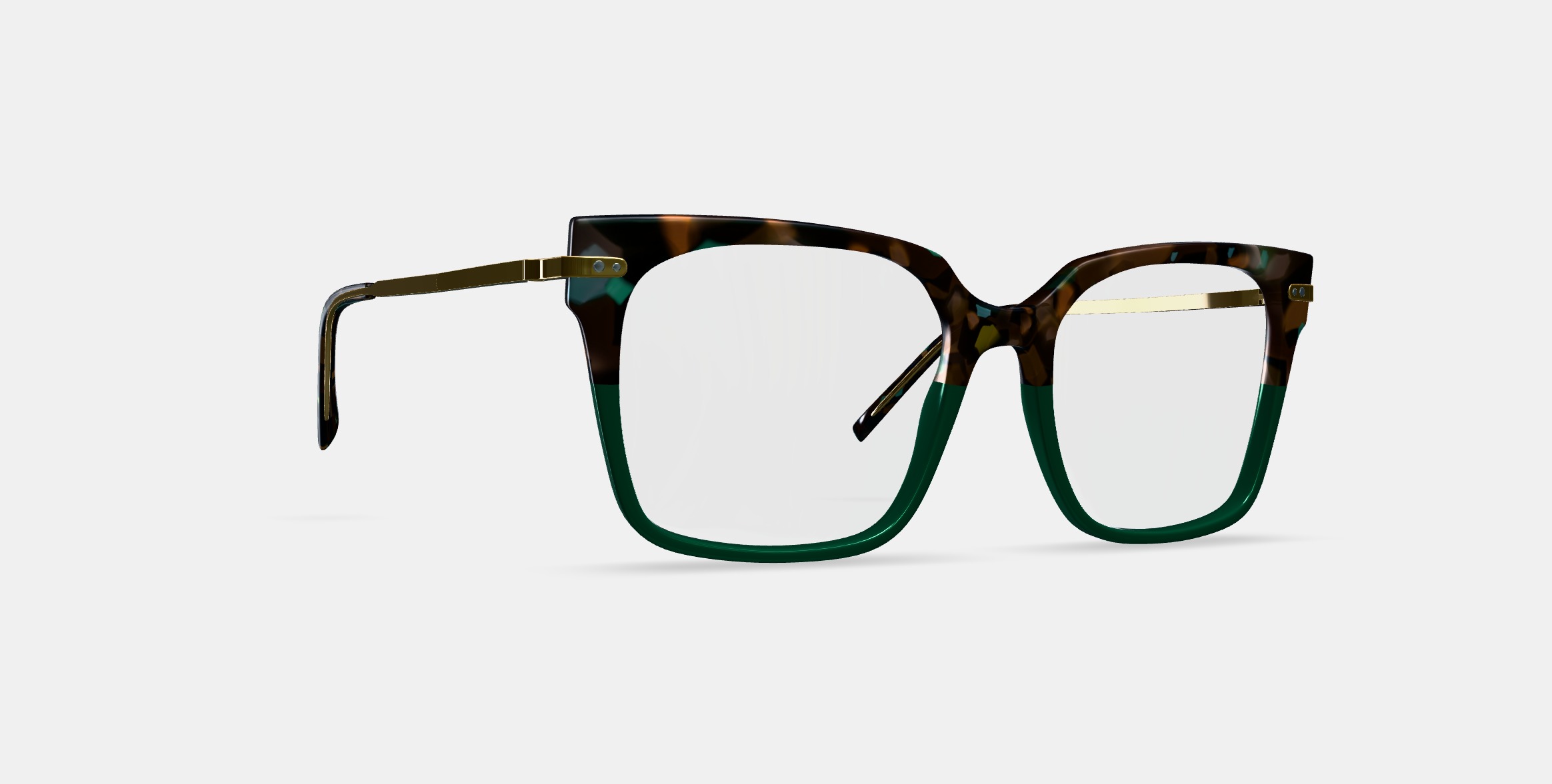 Vela Eyeglasses in Aventurine Tortoise with Polished Gold 3D model_9