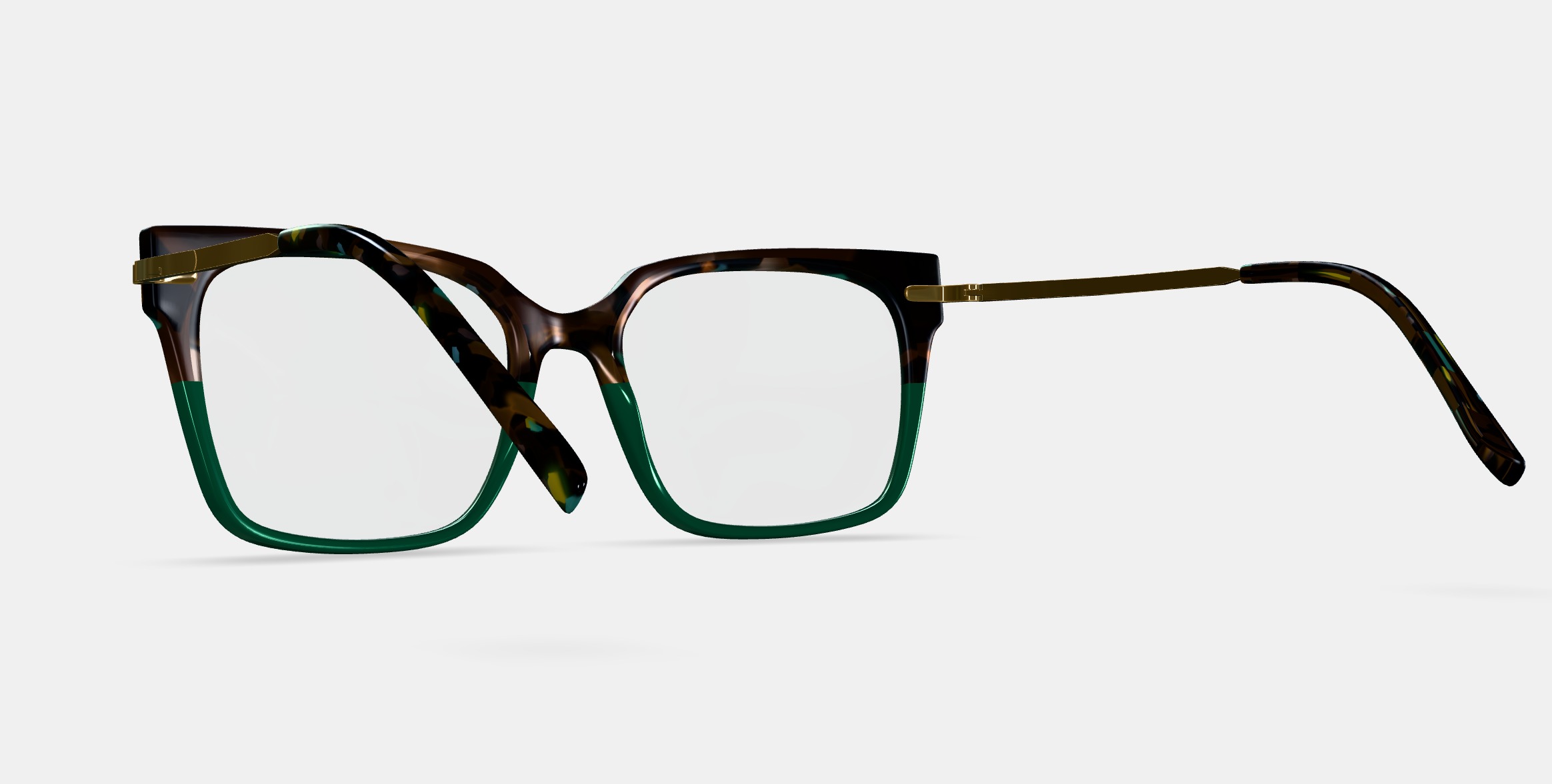 Vela Eyeglasses in Aventurine Tortoise with Polished Gold 3D model_2