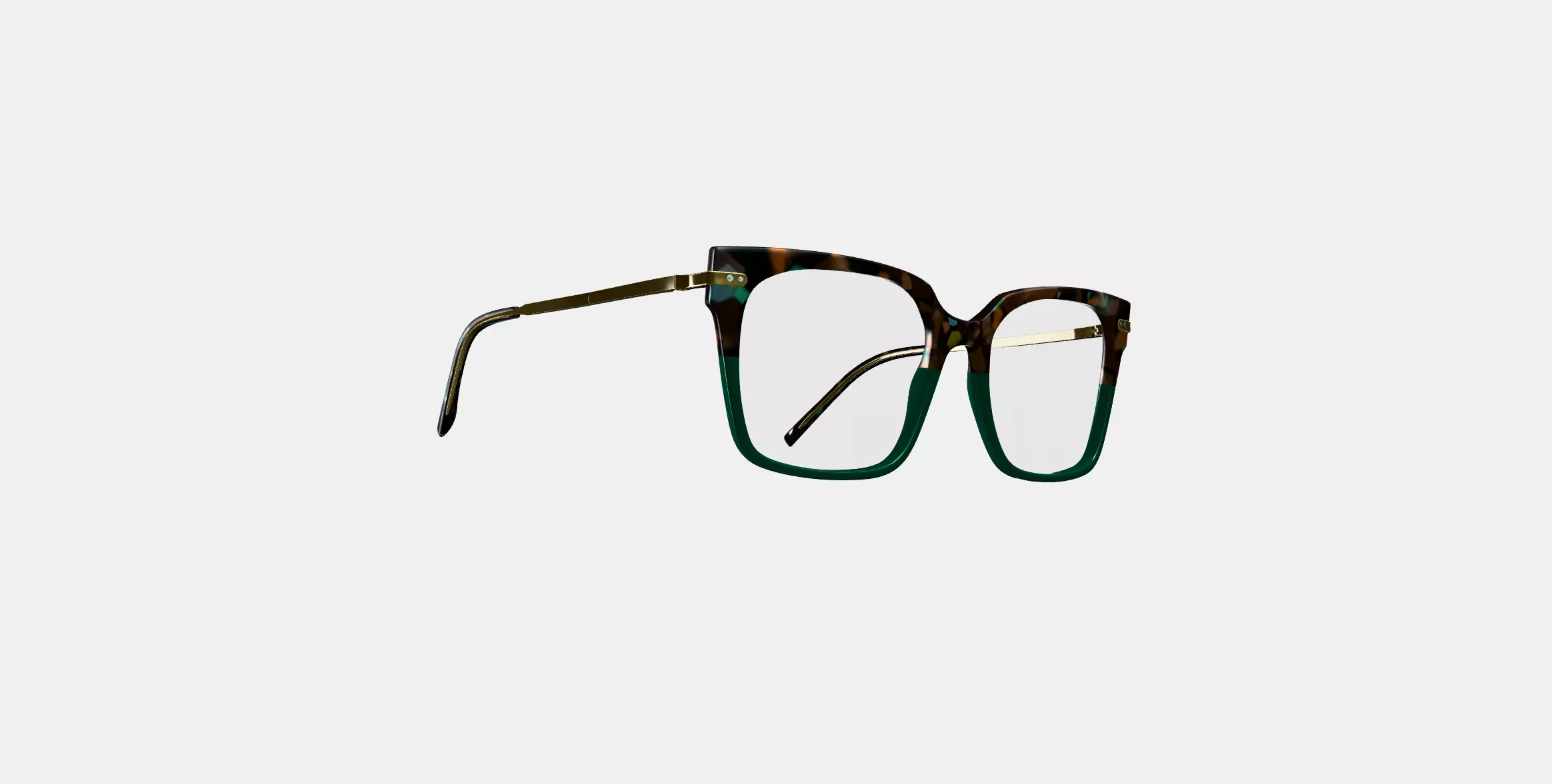 Vela Eyeglasses in Aventurine Tortoise with Polished Gold 3D model_0
