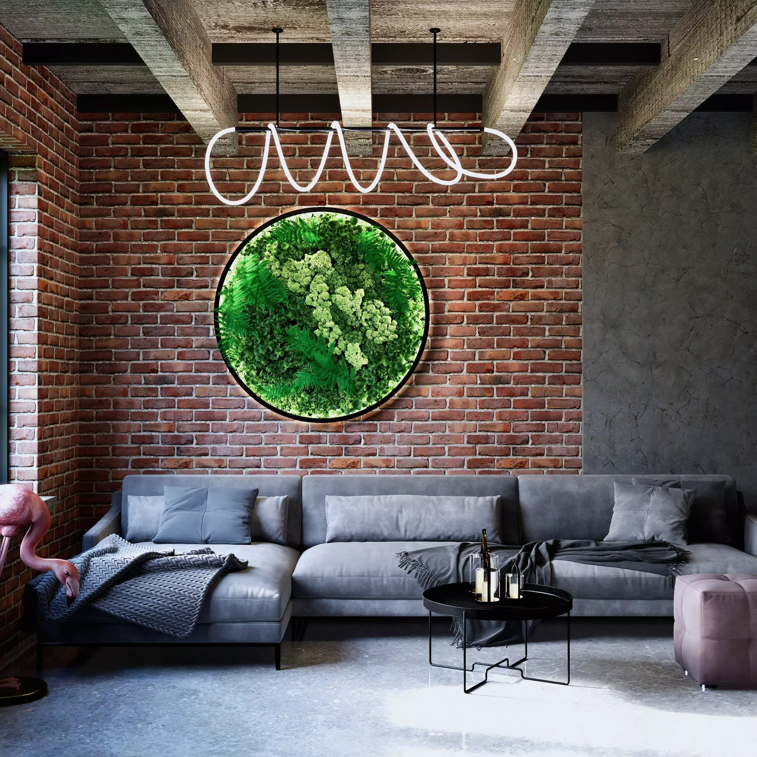 Scene D5 Render Interior Apartment Wall Brick Theme 3D model