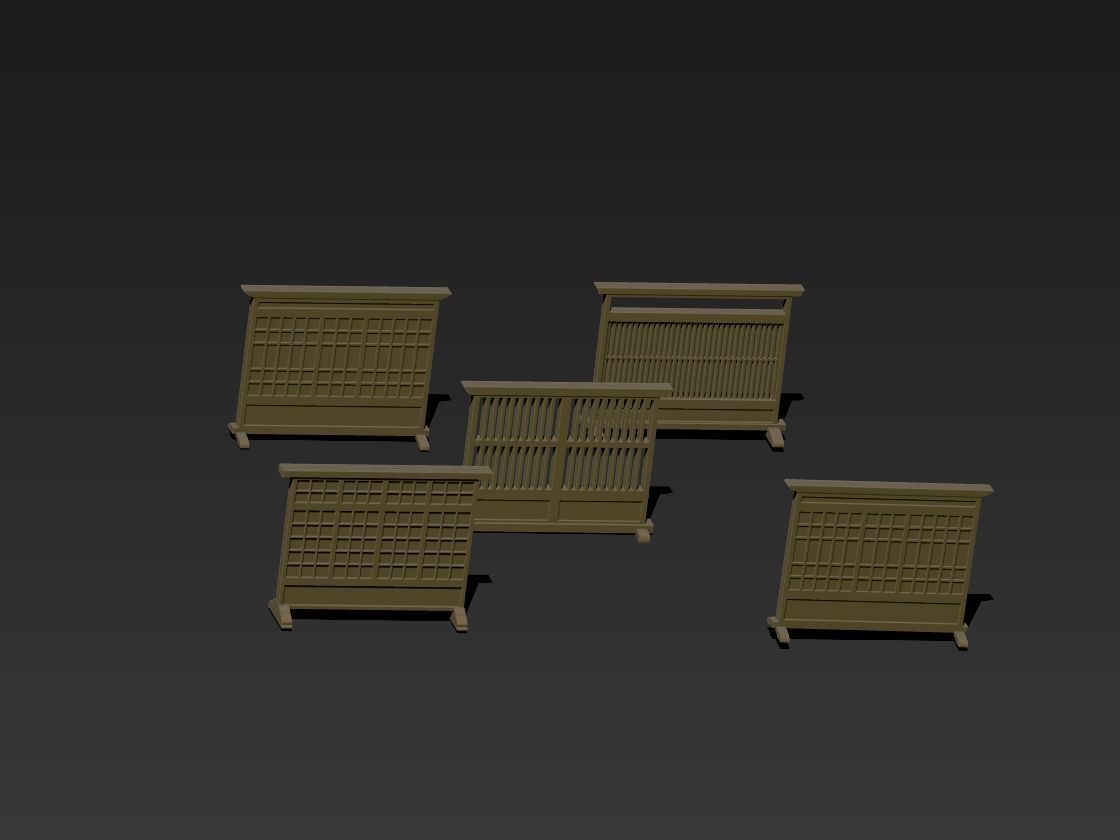 Japanese Single Panel Entrance Screens Tsuitate 3D print model_3