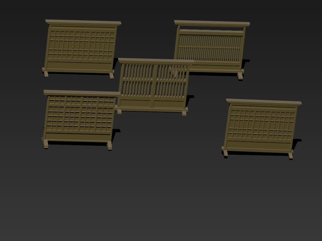 Japanese Single Panel Entrance Screens Tsuitate 3D print model_1
