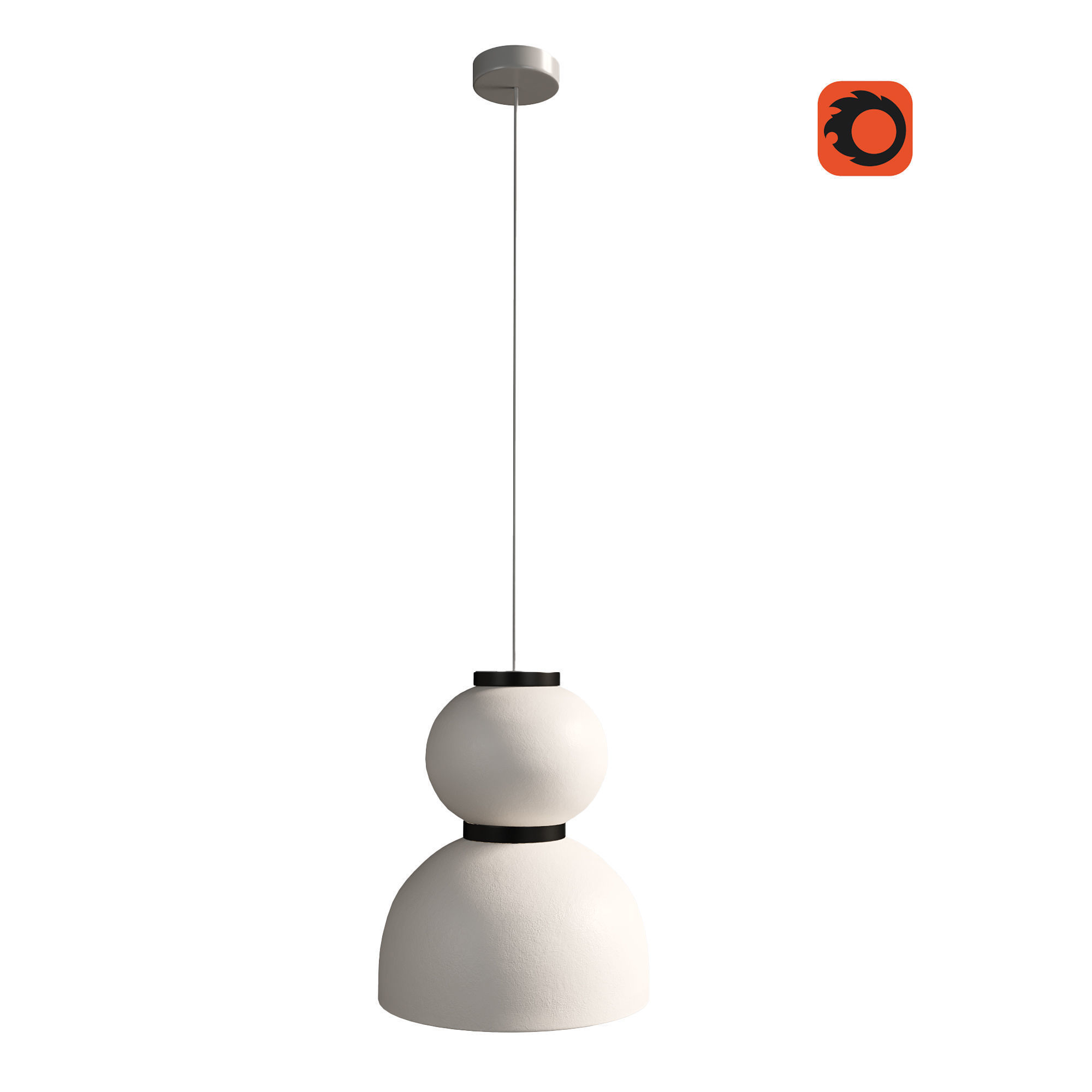 Scandinavian chandelier in Wabi Sabi 3D model_1