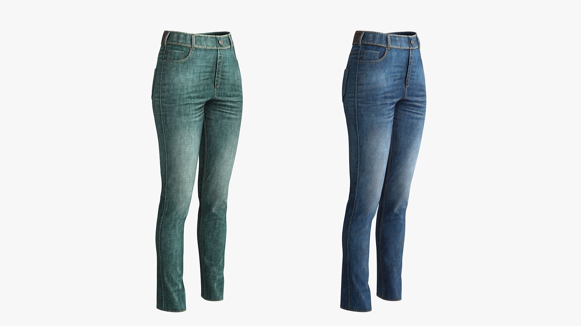 Female Jeans Low-poly 3D model_8