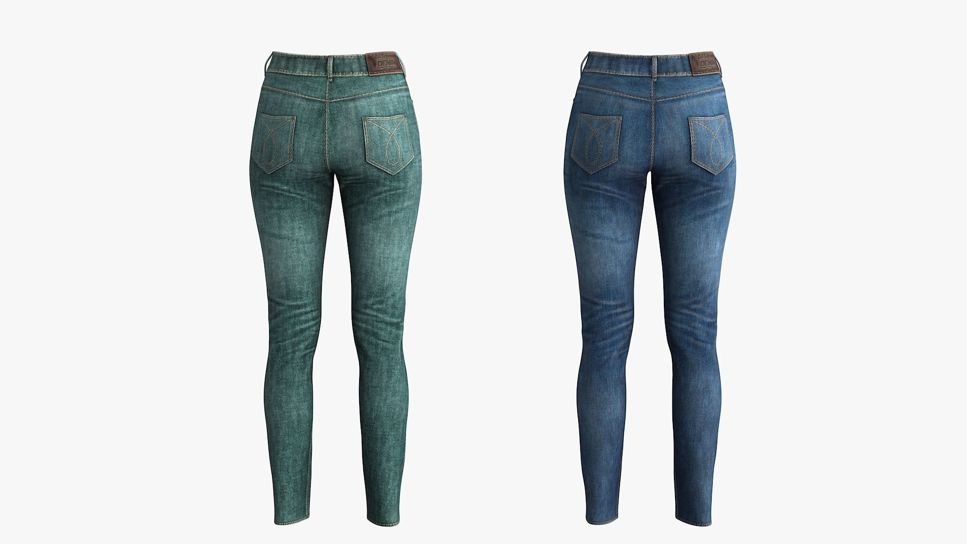 Female Jeans Low-poly 3D model_12