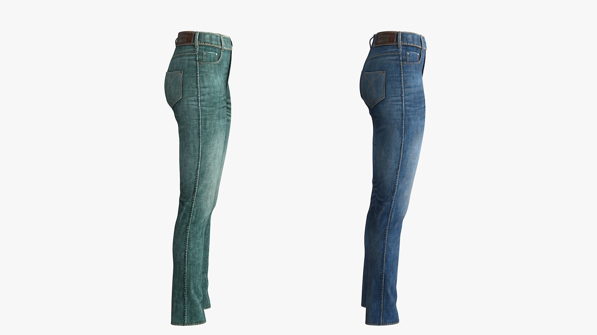 Female Jeans Low-poly 3D model_9