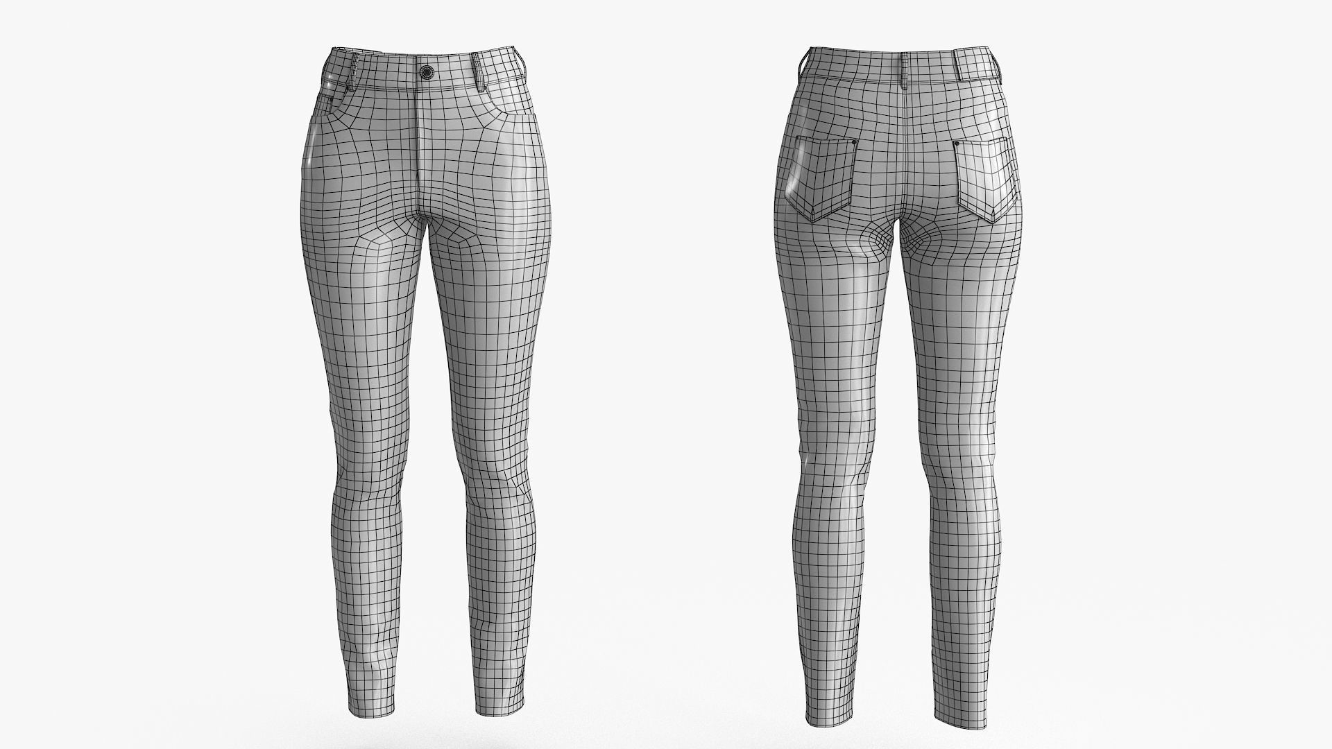 Female Jeans Low-poly 3D model_15