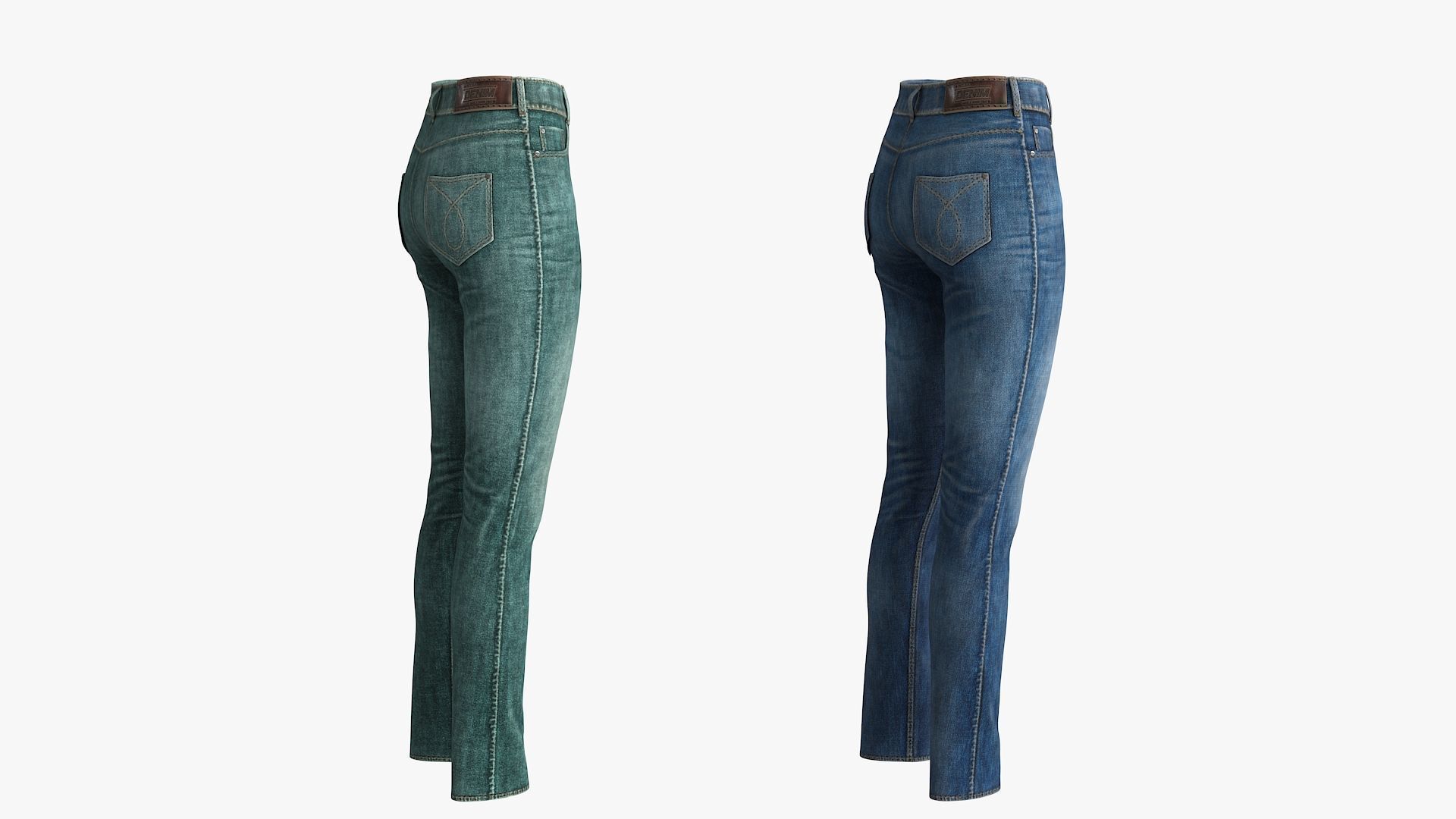 Female Jeans Low-poly 3D model_10