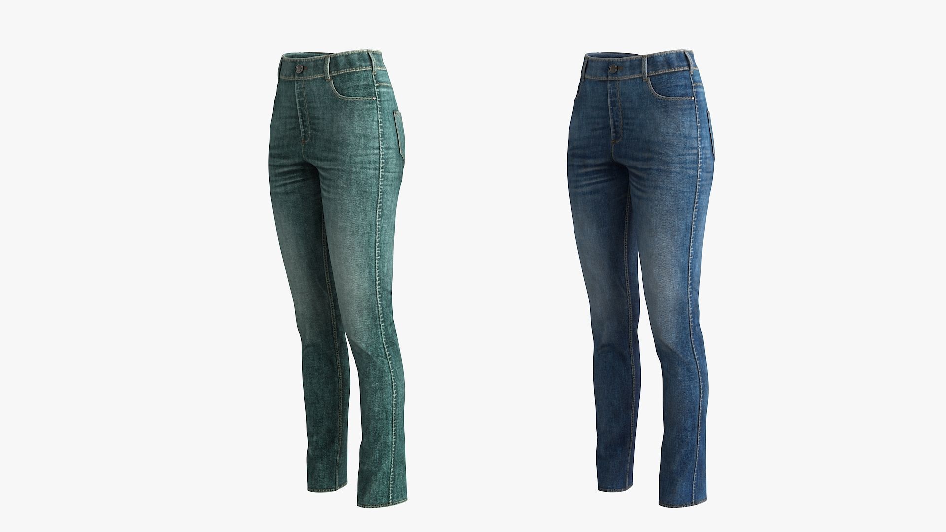 Female Jeans Low-poly 3D model_14