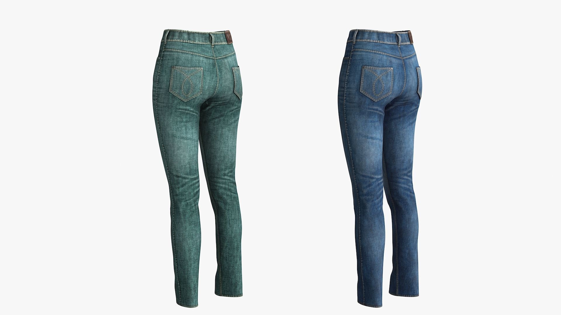 Female Jeans Low-poly 3D model_13