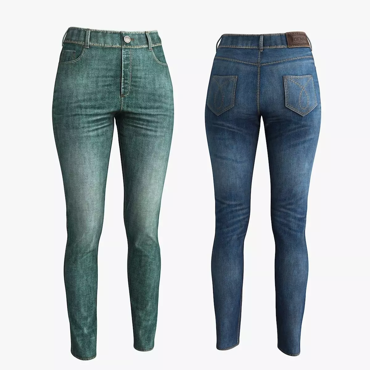Female Jeans Low-poly 3D model_0