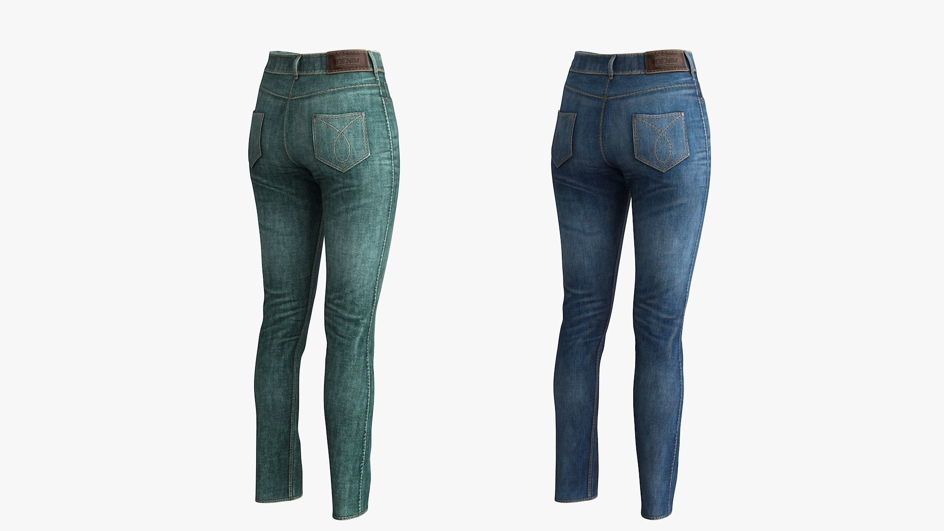 Female Jeans Low-poly 3D model_11