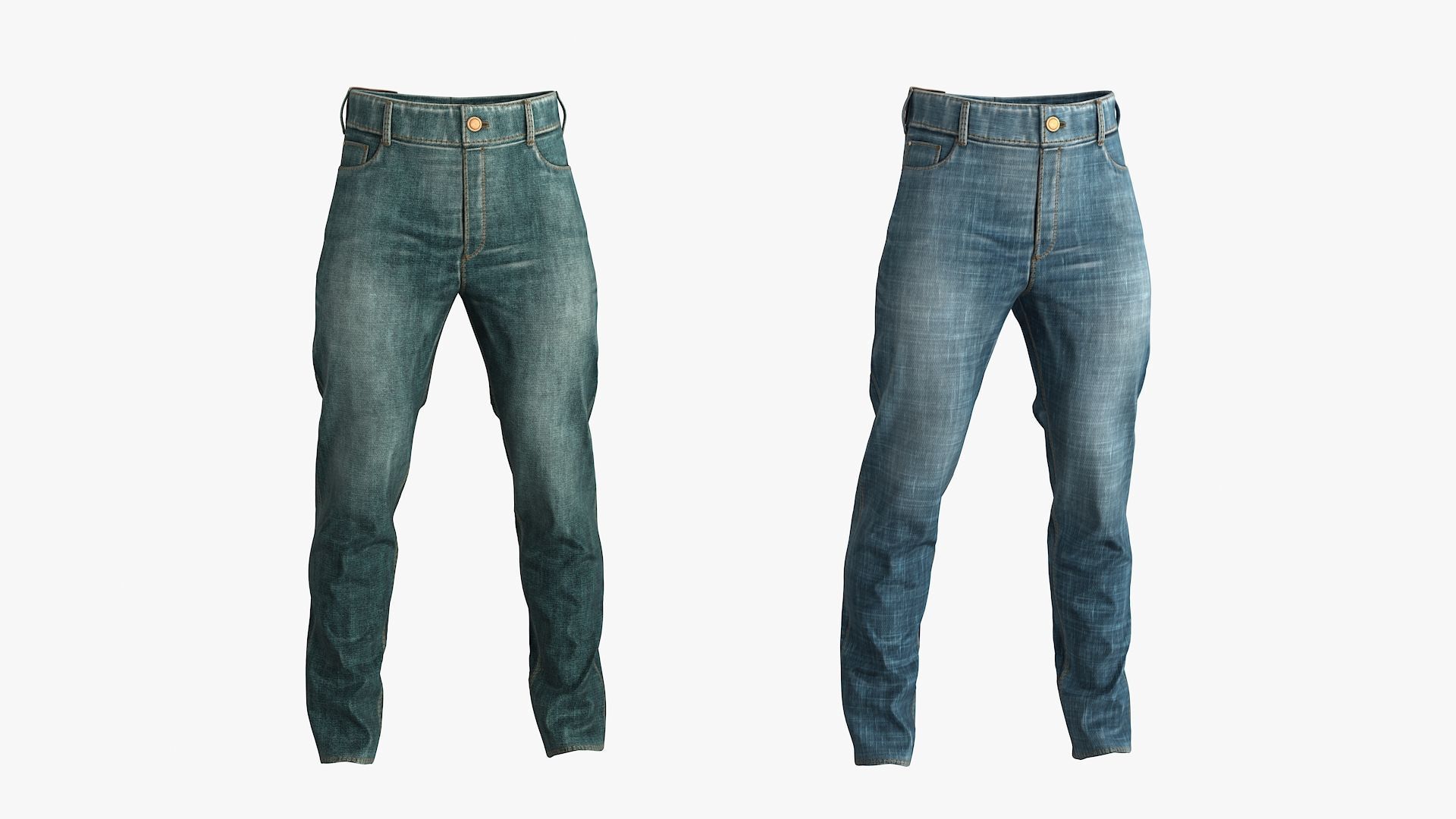 Male Jeans 2 Colors Low-poly 3D model_7
