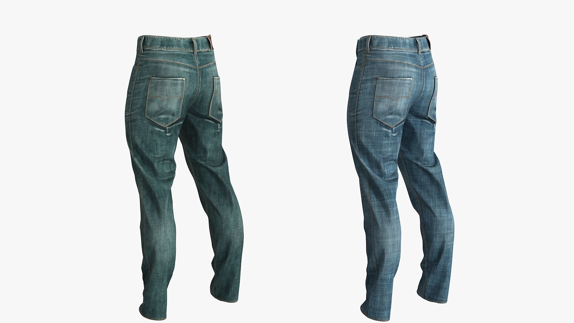Male Jeans 2 Colors Low-poly 3D model_13