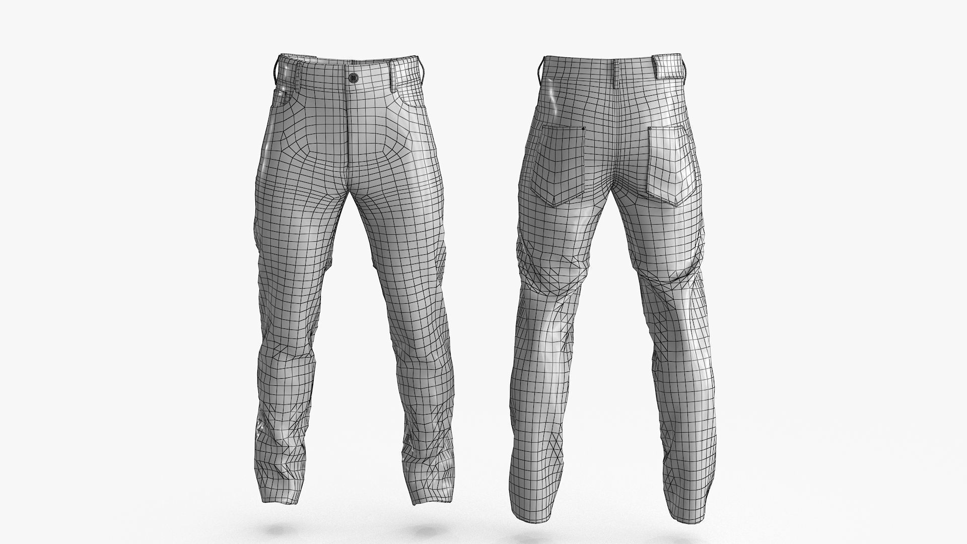 Male Jeans 2 Colors Low-poly 3D model_16