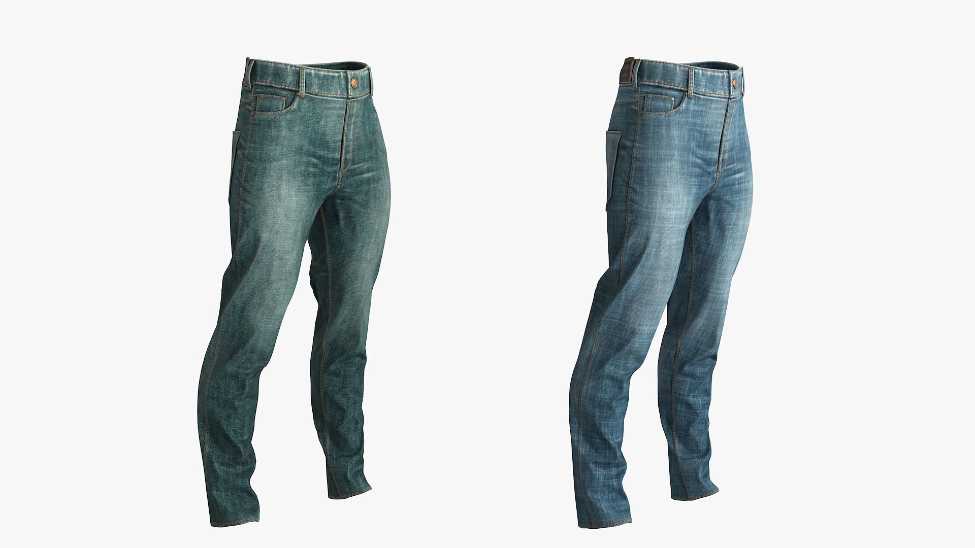 Male Jeans 2 Colors Low-poly 3D model_8