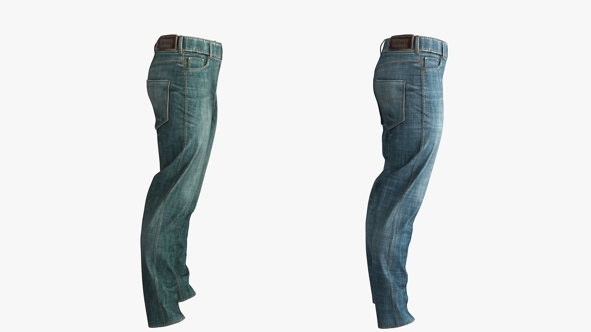 Male Jeans 2 Colors Low-poly 3D model_9