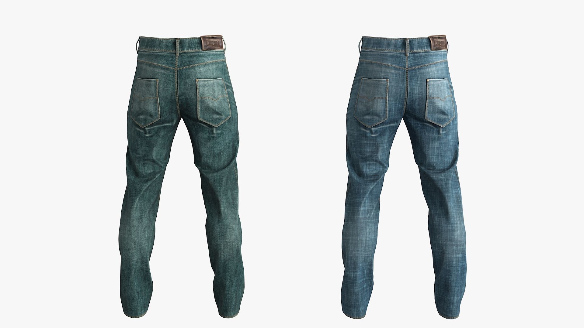 Male Jeans 2 Colors Low-poly 3D model_11