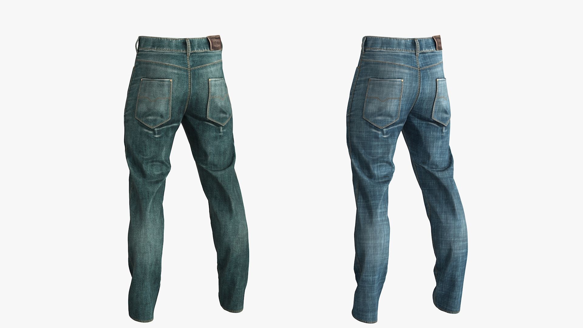 Male Jeans 2 Colors Low-poly 3D model_12