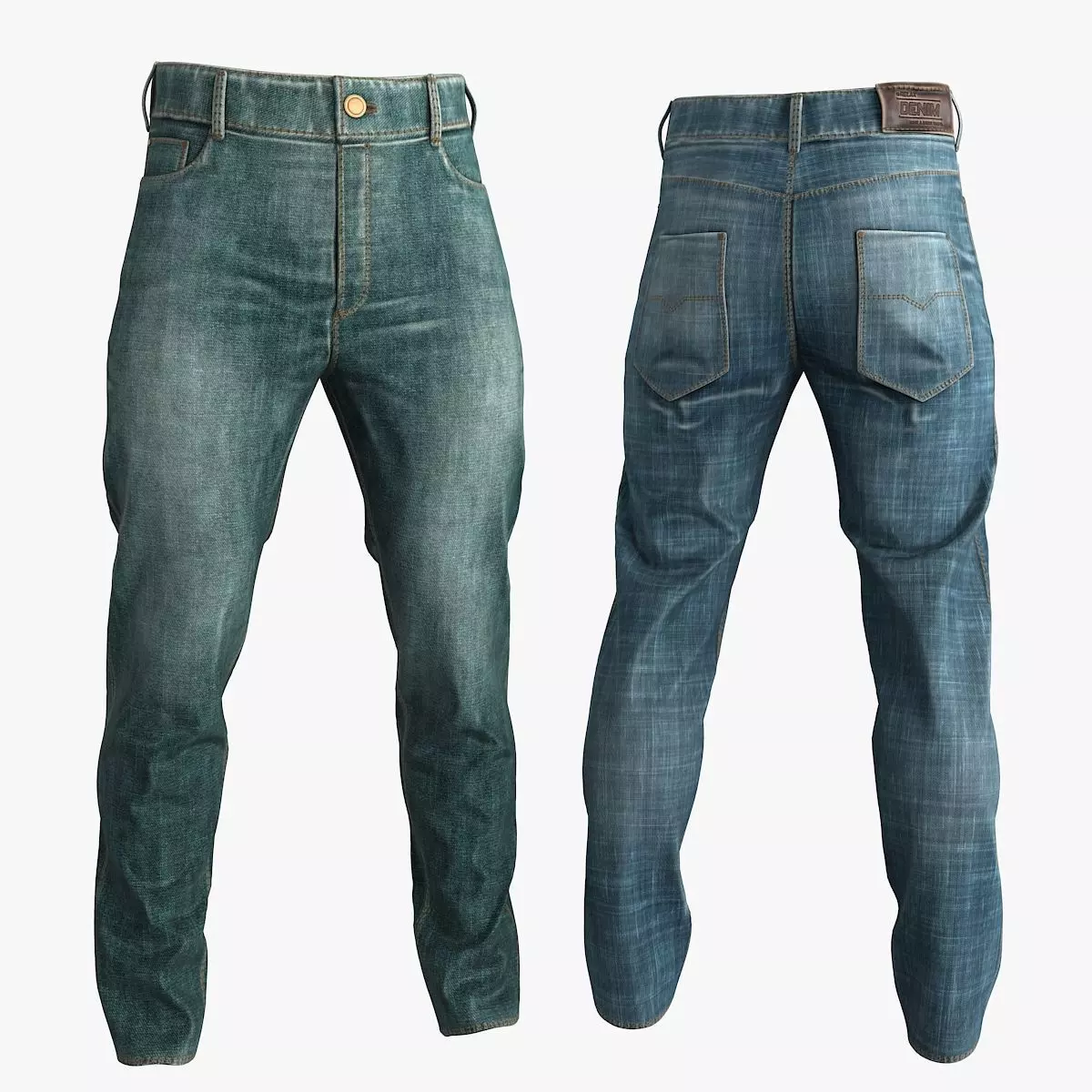 Male Jeans 2 Colors Low-poly 3D model_0