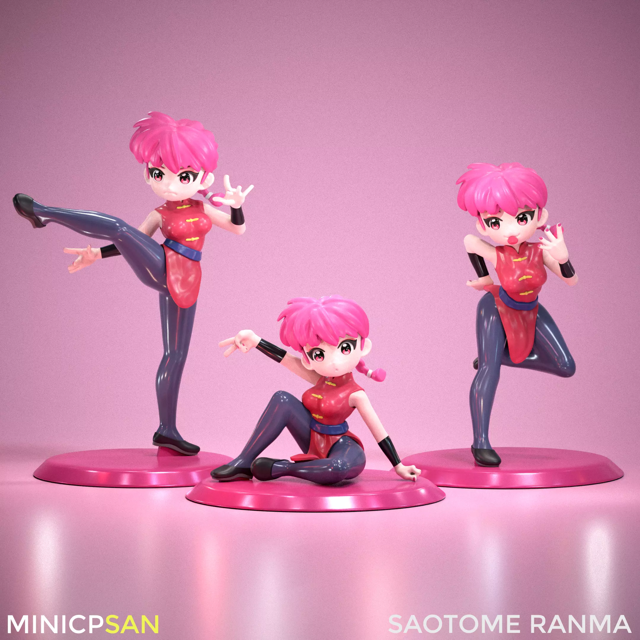 3in1 Mini Saotome Ranma Bundle - Ranma Anime Figure 3D print model