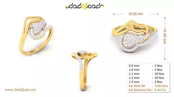 Heart Shaped Gold Diamond Wedding Band