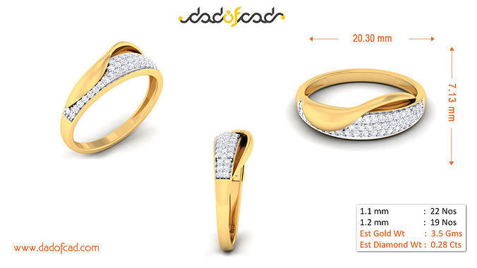 Timeless Spiral Diamond Gold Promise Ring 3D print model