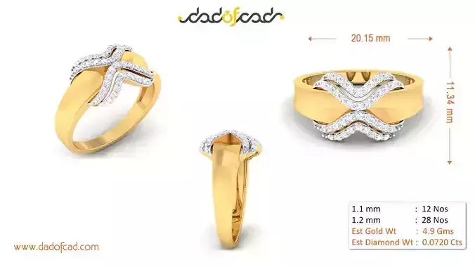 Gold Diamond Cross Band Ring
