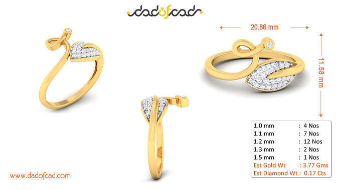 Yellow and White Gold Rings for Women 3D print model