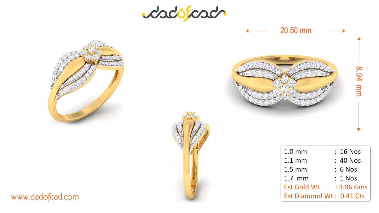 Elegant Yellow Gold Rings for Women 3D print model