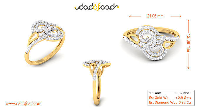 Floral Rings Designs for Women Online 3D print model