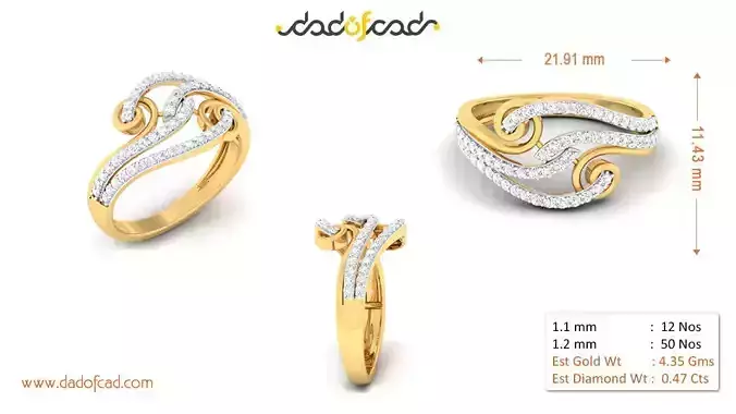 Elegant Crossover Diamond Finger Ring