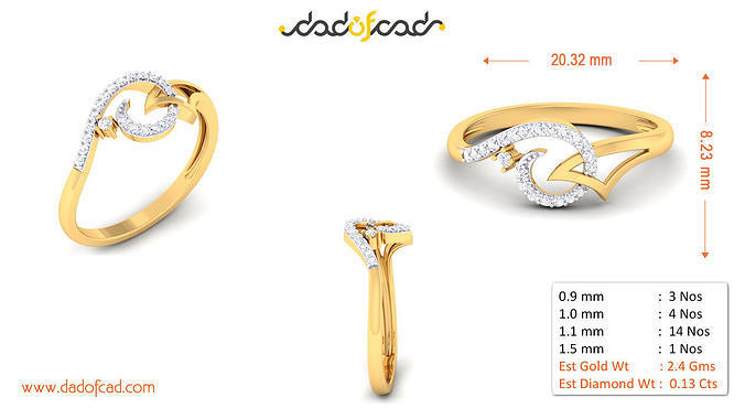 Elegant Flowerbud Diamond Ring 3D print model