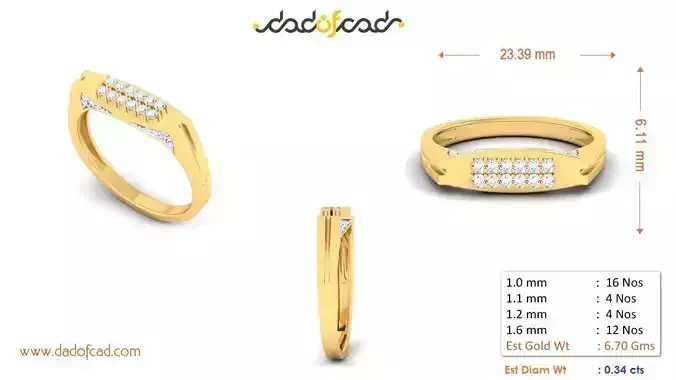 Sophisticated Diamond Bar Gold Ring