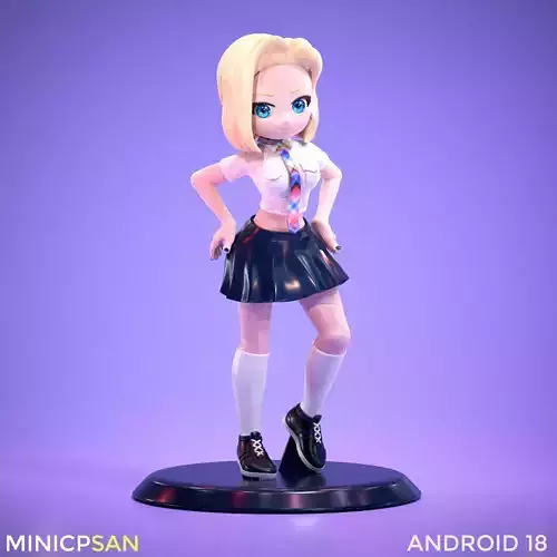 Android 18 in Uniform - Dragon Ball Anime Figure 3D print model