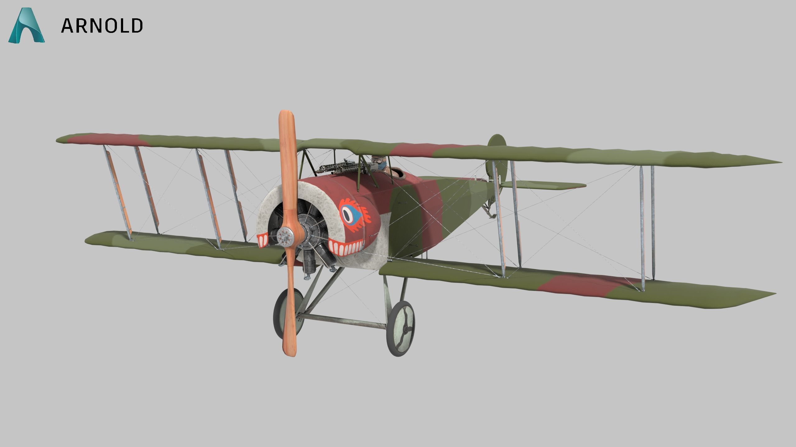 Fokker D2 plane Low-poly 3D model_11