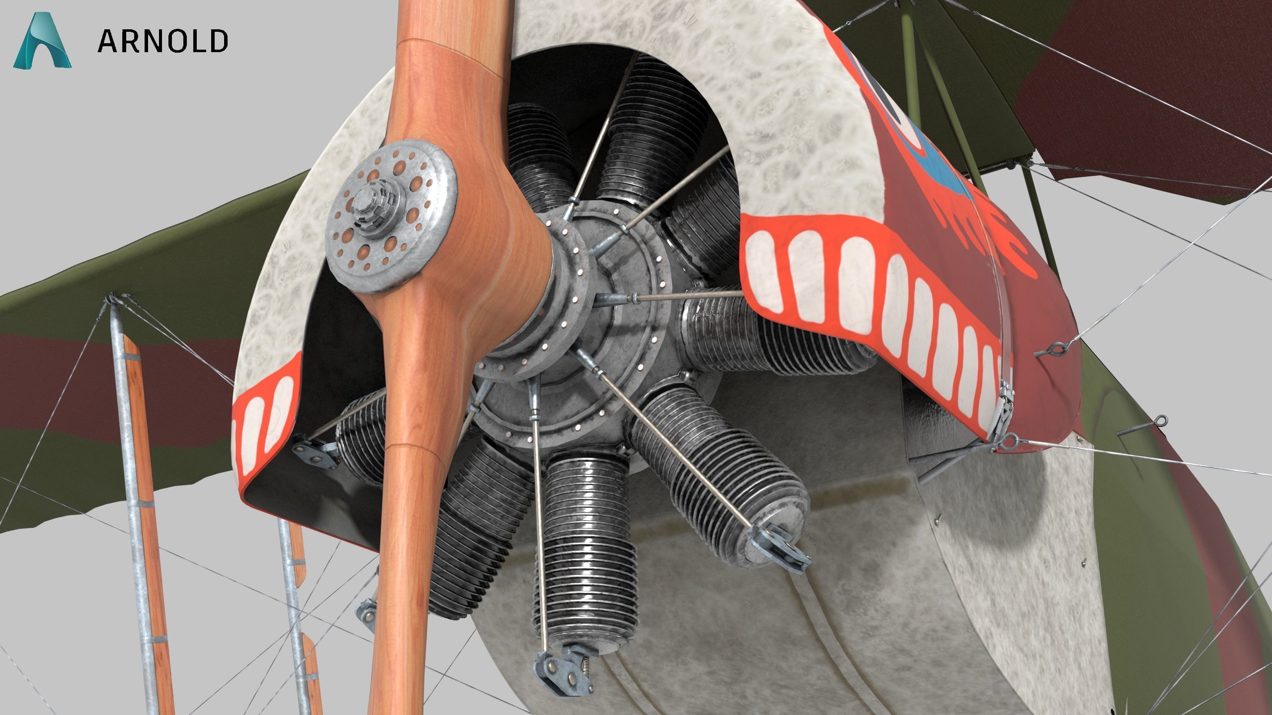 Fokker D2 plane Low-poly 3D model_15